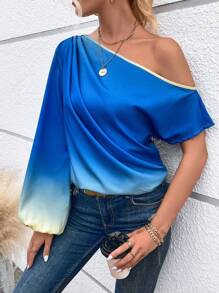 SHEIN VCAY 漸層不對稱領襯衫 - 彩色 - 查看 2