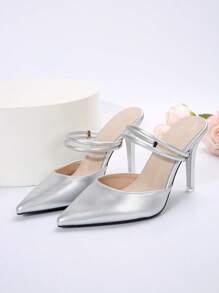 Fall/Winter 2025 Women Closed Toe Pumps, New Elegant Mules Heels Shoes, Suitable For Date, Street, Party, Meeting, Commute And Business,Elegant,Elegant - Silver - View 8