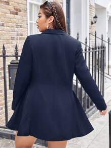 SHEIN Privé Plus Double Breasted Blazer Dress - Navy Blue - View 2