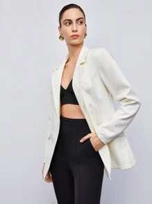 BizChic 戧駁領雙排釦西裝外套 - 白色 - 查看 7