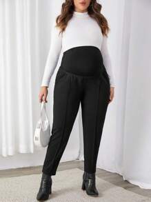 SHEIN Maternity Plus Wide Waistband Seam Detail Pants