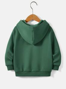 SHEIN Áo nỉ in hình hoạt hình và chữ cái dành cho bé trai - màu xanh lá - Xem 2