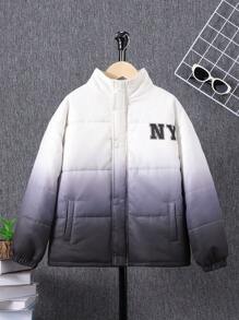 SHEIN Tween Boys' Casual Gradient Printed Stand Collar Thick Padded Winter Parka - Multicolor - View 6
