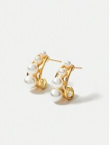 BizChic Exquisitely Simple Style Stud Earrings - Gold - View 2