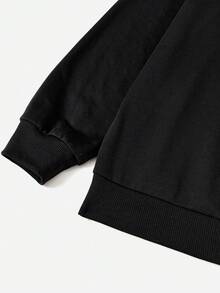 SHEIN EZwear Letter Graphic Drop Shoulder 2 In 1 Sweatshirt - Black and White - View 4