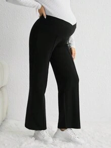 SHEIN 孕婦寬腰帶長褲 - 黑色 - 查看 5