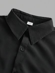 SHEIN 2 pièces/ensemble Chemise à manches longues boutonnée blanche et noire de base pour garçons adolescents