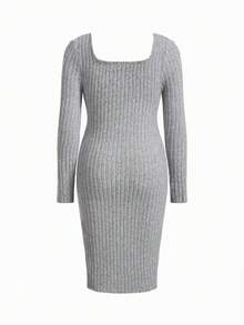 SHEIN Thai sản Đầm Với 3 màu Sọc Thiết kế , Bên Khe Và Viền bất đối xứng - Nhiều màu - Xem 5