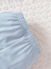 嬰兒女孩花卉圖案3D貼花長袖運動衫和長褲套裝,2入組,適用於秋冬 - 淺藍色 - 查看 7