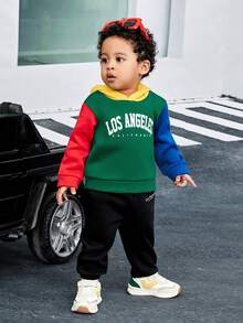 SHEIN Áo nỉ in chữ phối màu cho bé trai - Nhiều màu - Xem 6