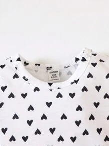 SHEIN 女嬰3入組愛心圖案T恤 - 彩色 - 查看 3