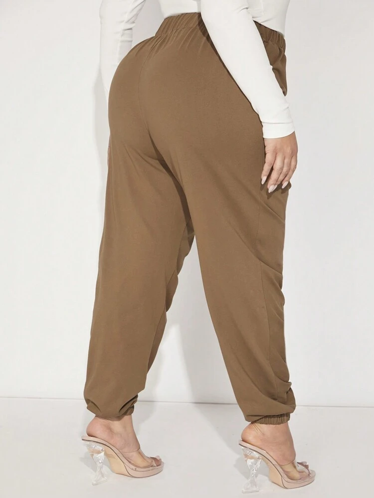 Plus Solid Ruched Sweatpants