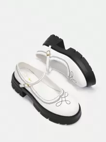 SheIn MOD Women's Thick Heel Shoes - White - View 3