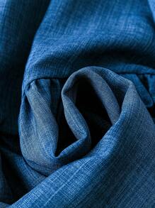 Calvaya Plus Knot Cuff Ruffle Hem Smock Dress - Blue - View 4