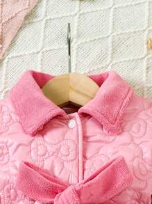Baby Girl 1pc Floral Jacquard Belted Dress - Pink - View 3