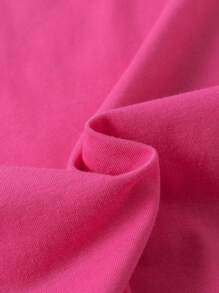 SHEIN Cô gái Tween Đồ họa hoa & chữ Áo thun - Màu Hồng Tươi - Xem 3