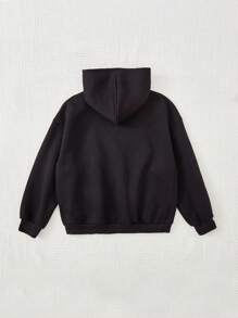 少女图案拉链卫衣 - 黑色 - 查看 2