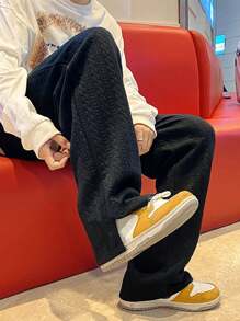 Claim Dot Loose-Fit Men's Solid Color Wide-Leg Sweatpants