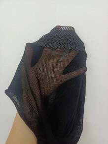 SHEIN Swim Contrast Trim Crop Cover Up Top Without Bra Summer - Black - View 7