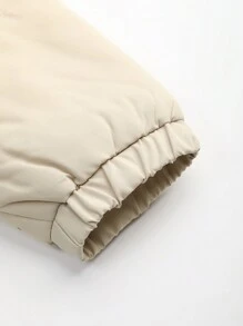 Manfinity Homme Men Letter Graphic Zip Up Padded Coat Without Sweater - Apricot - View 3