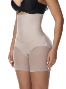 Women's Sheer Mesh Contrast Shapewear Bottom - Mocha Brown - View 6