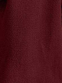 Chiquease Drop Shoulder Flap Detail Teddy Coat - Burgundy - View 7