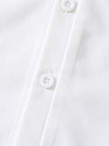 SHEIN Tween Girl Ruffle Trim Button Front Shirt - Sweet And Fresh Style, Lotus Leaf Decoration, Button Front Design, Soft And Comfortable - White - View 4