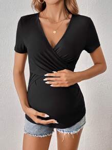 SHEIN Maternity Solid Wrap Tee