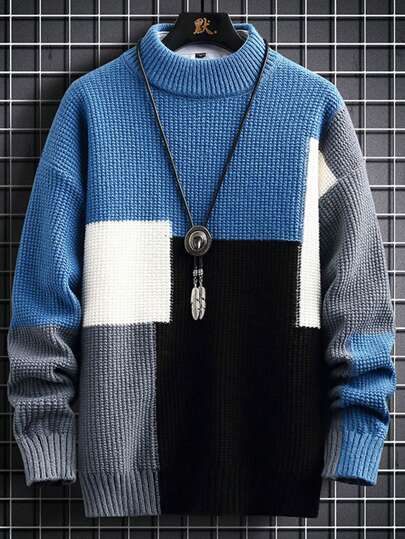 Männer 1 Stück Pullover mit Farbblock, Drop Shoulder