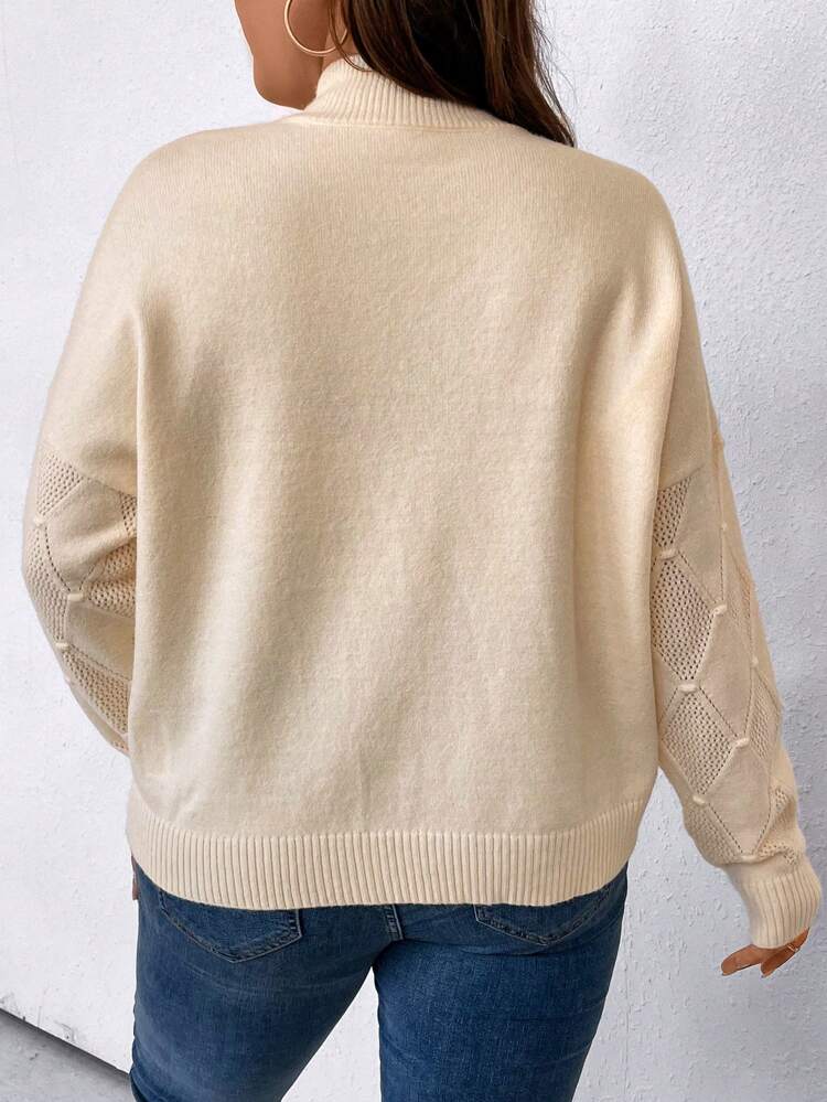 Plus Mock Neck Drop Shoulder Sweater