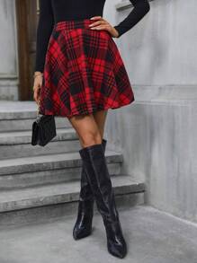 SHEIN Clasi 红色格子裙，节日新年圣诞节新年衣服 - 紅色 - 查看 3