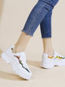 秋冬女士厚底防水運動鞋,時尚休閒女鞋 - 彩色 - 查看 6