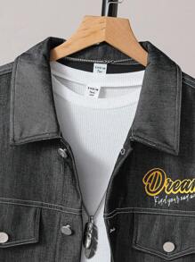 Teen Boy Slogan Graphic Flap Detail Button Front Coat Without Tee