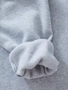 SHEIN EZwear Đồ họa Chữ cái Lót nhiệt Áo nỉ - Xám - Xem 3