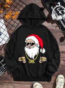 青少年男孩聖誕老人印花連帽衫