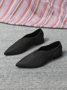 Flat Bottomed Shoes - Black - View 7