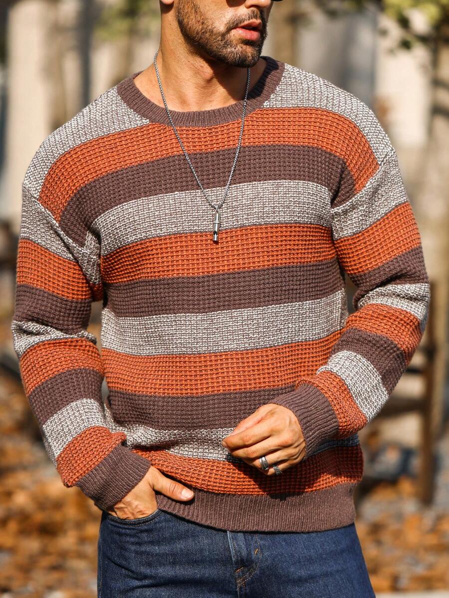 Manfinity Homme Nam Khối màu Thả vai Áo len - Nhiều màu - Xem 1