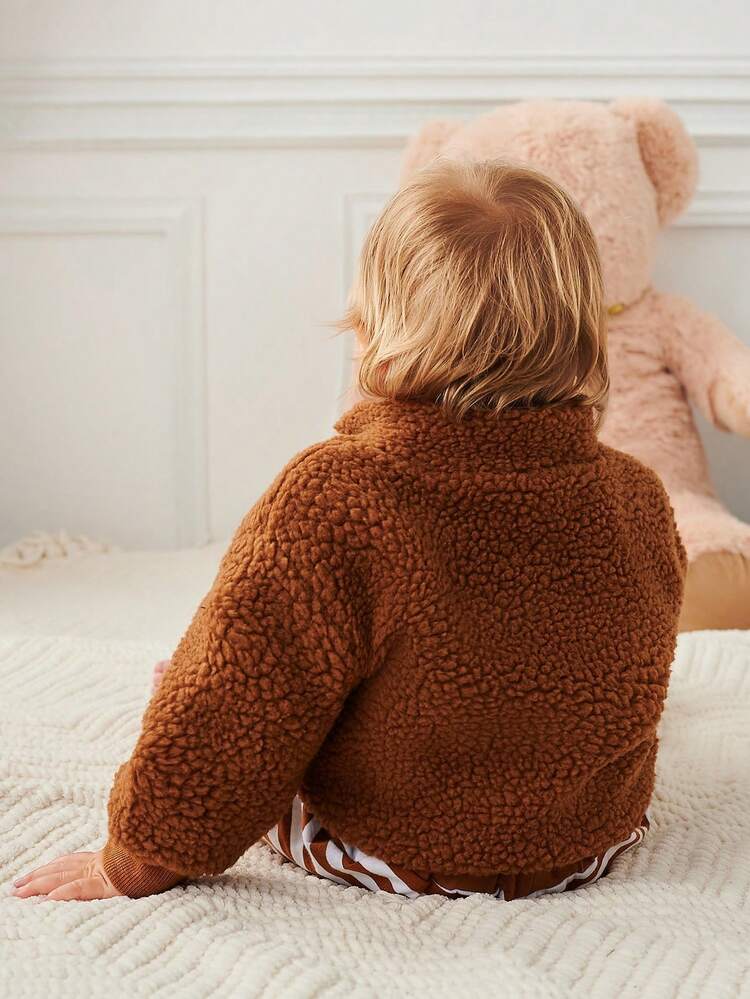 Baby Boy Half Zip Teddy Sweatshirt
