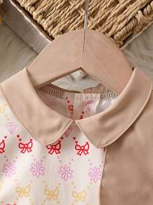 SHEIN Baby Girl Geo Print Belted Dress Without Belt - Multicolor - View 5