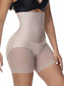 Women's Sheer Mesh Contrast Shapewear Bottom - Mocha Brown - View 2
