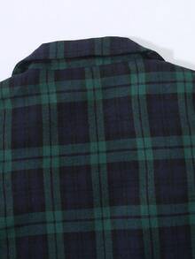 SHEIN 男大童格紋印花西裝領西裝外套和褲子適用於聖誕 - 綠色 - 查看 8