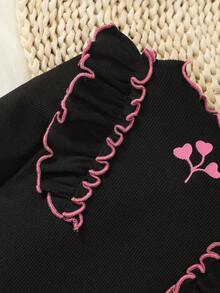 Baby Girl Ruffle Trim Tee & Leggings - Black - View 5