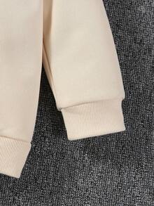 SHEIN Young Girl Solid Drop Shoulder Sweatshirt - Khaki - View 5