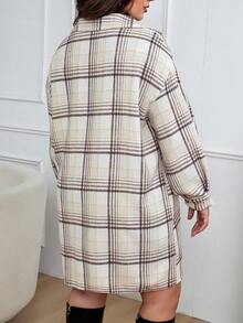 Calvaya Hơn In kẻ sọc Thả vai Túi có nắp áo - Màu be - Xem 2