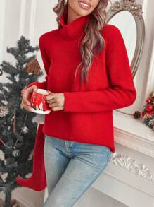 SHEIN LUNE 高領條紋針織套頭毛衣