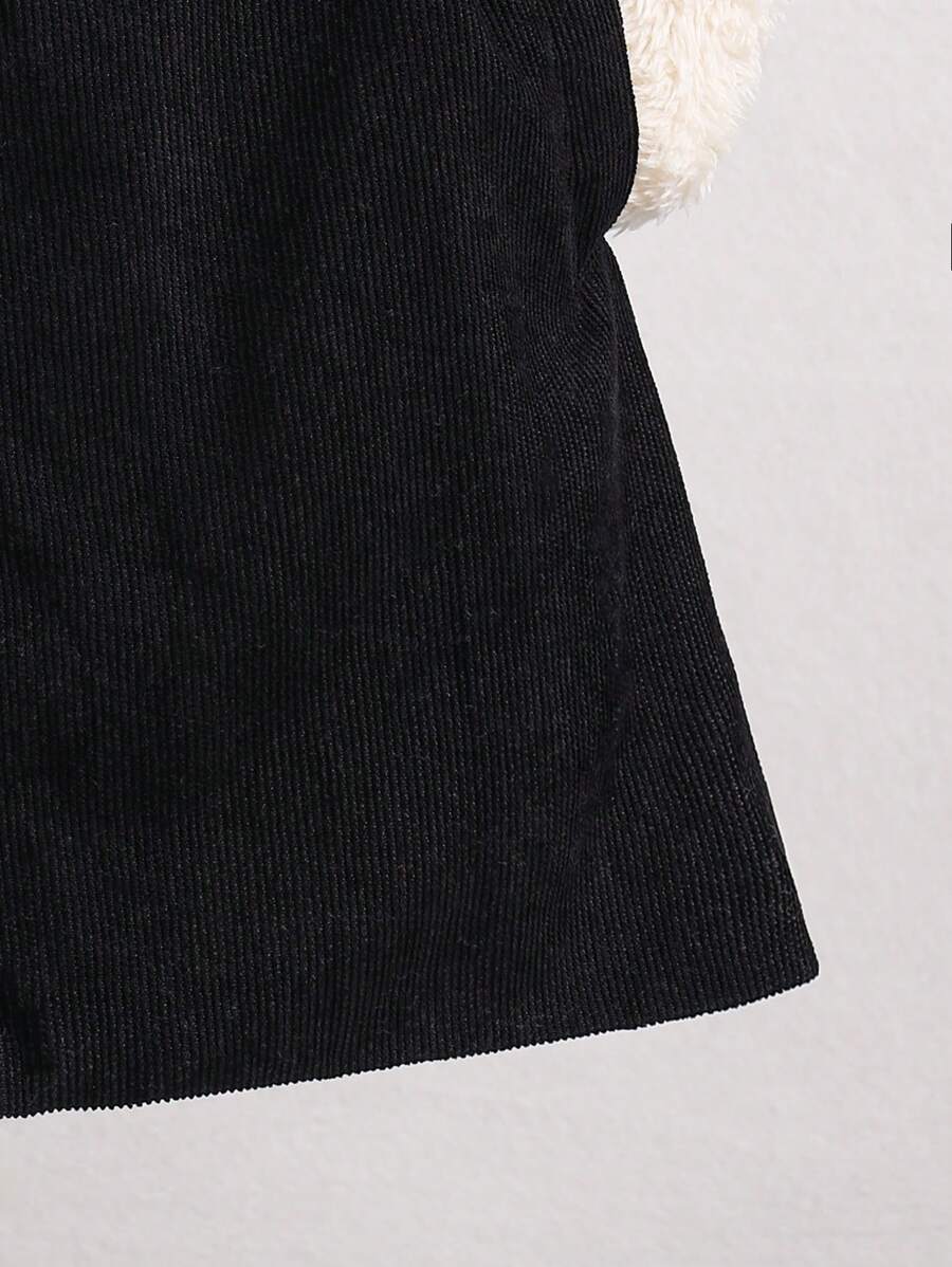 SHEIN Tween Girl Drawstring Waist Thermal Lined Hooded Coat Without