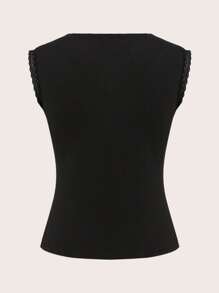 Trang trí ren Áo lót giữ nhiệt hàng đầu - màu đen - Xem 2