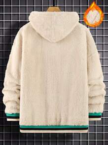 Manfinity Campus Court Men's Loose Fit Hooded Long Sleeve Double-Sided Fleece Sweatshirt - Apricot - View 2