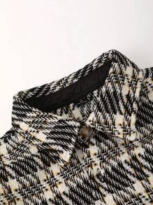 Manfinity Homme Homme Surchemise À Pied-De-Poule Poche À Rabat Sans Sweat-Shirt À Capuche - Noir et Blanc - Voir 5