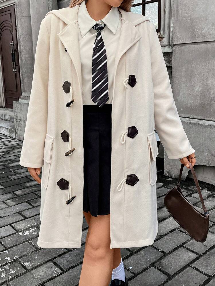 Plus Flap Pocket Duffle Hooded Overcoat